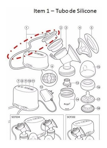 Imagem 3 de 4 de Tubo De Silicone Extrator De Leite Eletrico Scf332/334 Avent