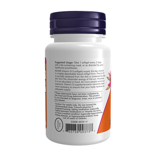 Now Foods Vitamina D-3 5000 Iu 240 Sgels Sfn Sabor Sin sabor