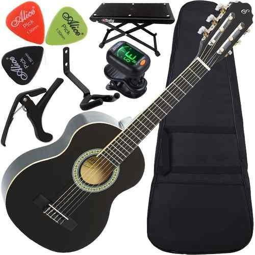 Kit Violão Giannini N6 3/4 Acústico Infantil Completo Preto