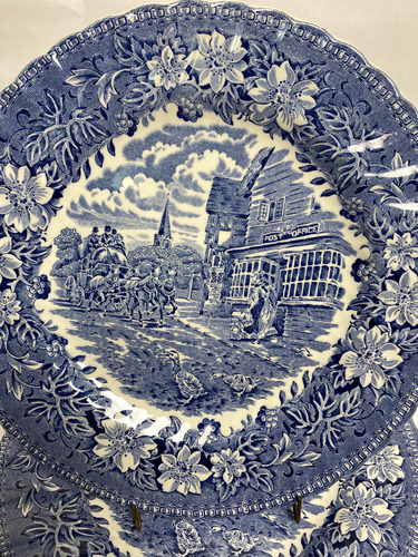 Juego De Platos De Postre Ingles Color Azul Azul Floreado (Usado)
