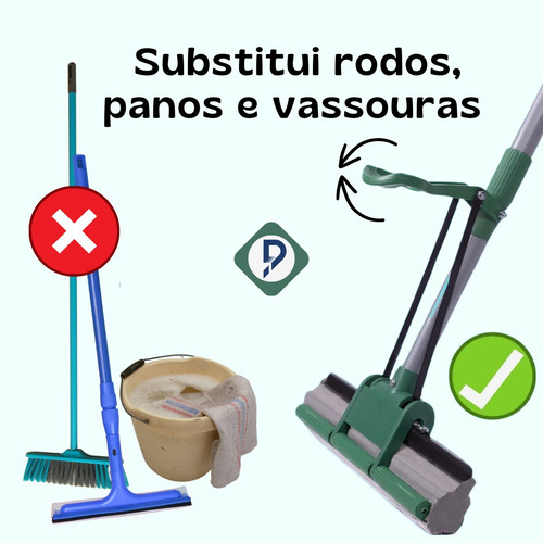 Rodo Mágico Para Limpeza Geral + Mop Spray Limpa Vidro