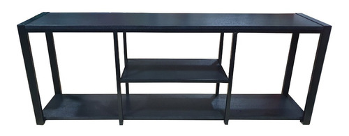 Mueble Rack Tv Industrial Hierro Madera 160x30x60 Negro 