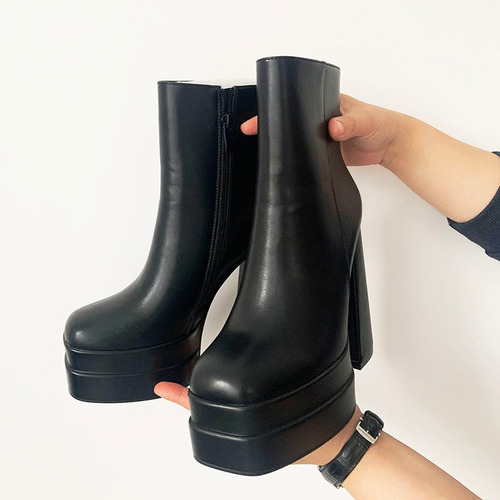 Botines Plataforma Mujer Botas Cortas Tacón Alto Grueso