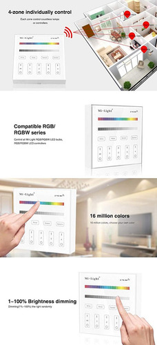 Mi.light B3 Inalámbrica 2.4g Rf 4 Zonas Rgb / Rgbw Montado E