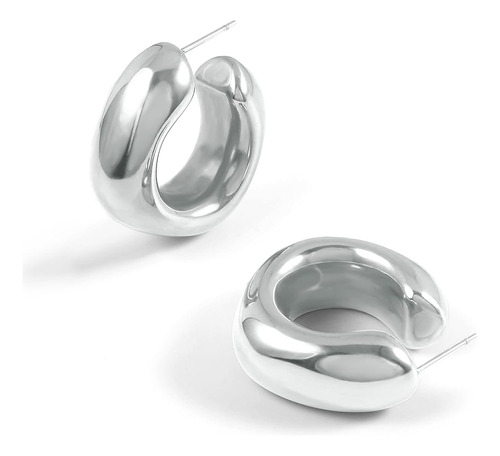 Conran Kremix Chunky Silver Hoops Pendientes Para Mujer Grue