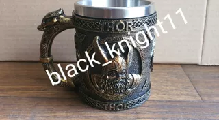 Taza Tarro Thor Vikingo Martillo Odin Resina 3d Espada Hacha