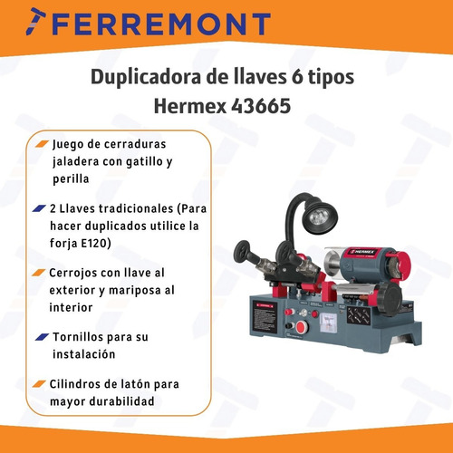 Duplicadora De Llaves 6 Tipos Hermex 43665