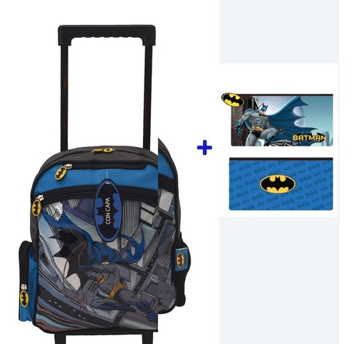 Mochila Carrito  Batman Escolar Capa 35 Cm  12 + Cartuchera