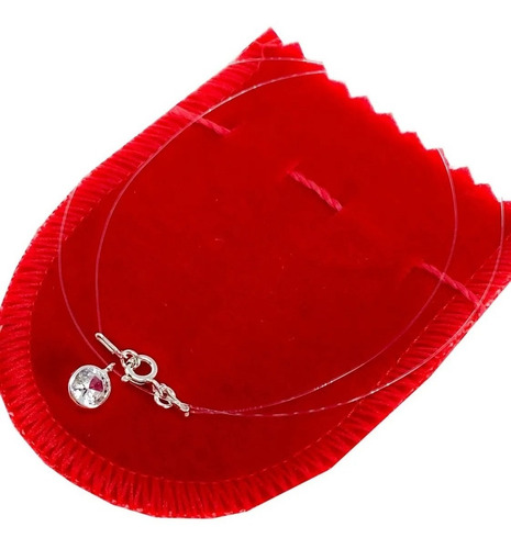 Conjunto Colar E Brinco Ponto De Luz Prata 925 Cordão Nylon Cor Prateado