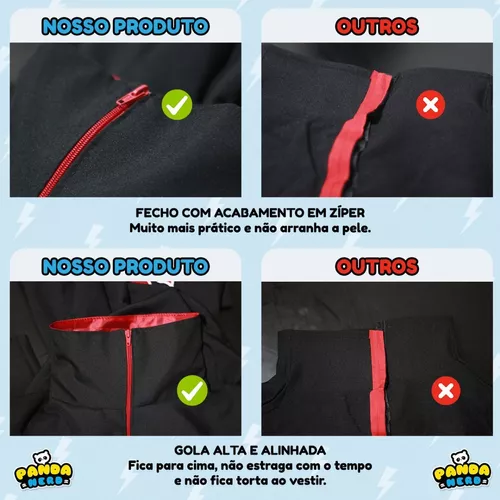 Manto Roupa Akatsuki com Máscar Tobi + 2 colares e Anel Akatsuki (P (1,40 a  1,55))