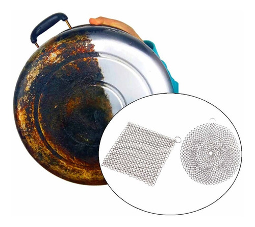 Estropajo Zacate Acero Inoxidable Limpiador Hierro Sarten C5 Plateado