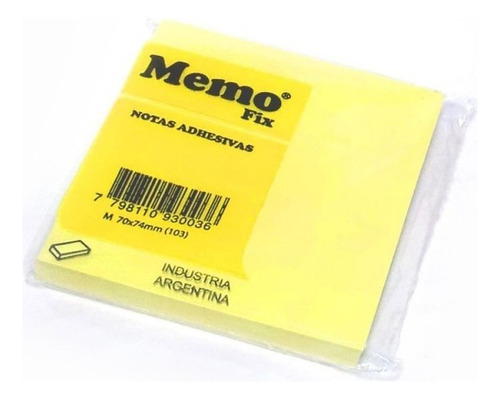 Notas Autoadhesivas 70x74mm.x100 Hjs. Amarillas Memo Fix Color Amarillo