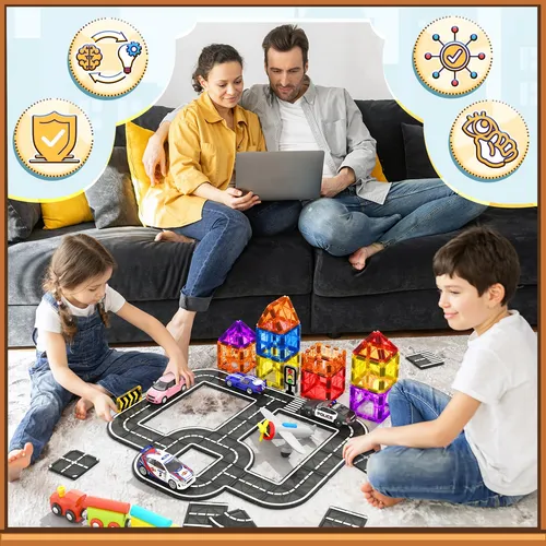 Paquete De Expansión De Magnetic Tiles Road Igivi Para Niños