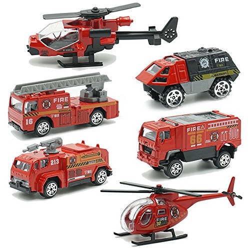 Jqgt Fire Engine Toy Rescue Playset Emergency Vehicle 6 Pcs 