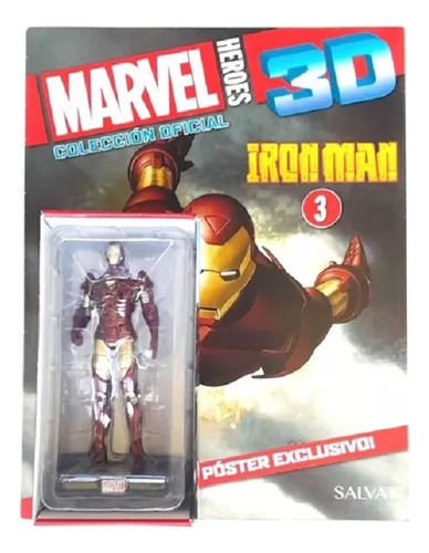 Figura Y Suplemento Iron Man Marvel Heroes 3d 3 Salvat