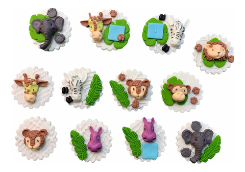 Safari 20 Bases Con Figuras De Animalitos Comestible