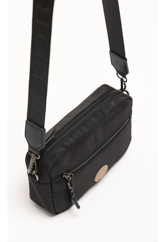 Bandolera Sporty Con Logo Bordado Mujer Portsaid Acabado De Los Herrajes Negro Color Negro Correa De Hombro Negro Diseño De La Tela Liso