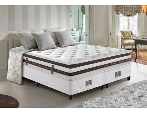 Cama Box King Colchão + Box 193x203 Molas Ensacadas Cama inBox Relax Pillow