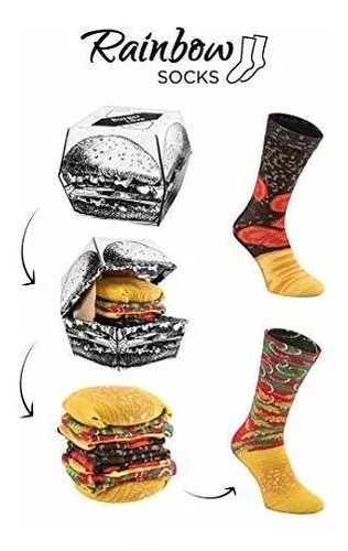 Rainbow Socks - Caja de calcetines divertidos para hombre y mujer, 3 pares