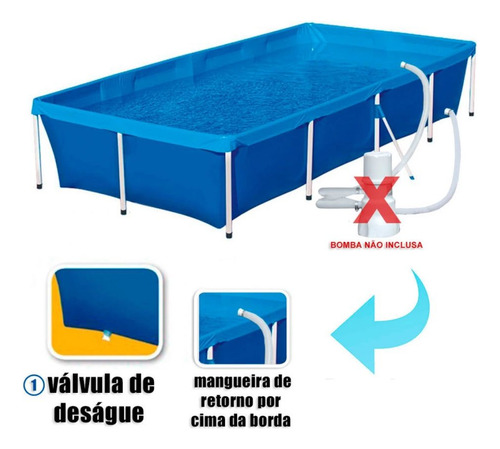 Piscina 3000 Lts Retangular Ferro Estruturada Standard Mor