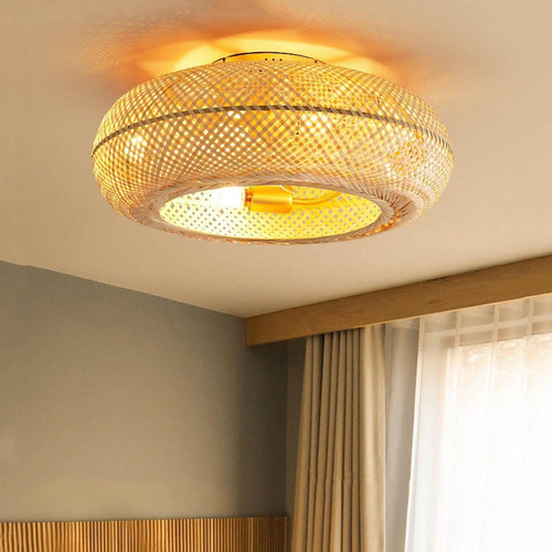 Ventilador De Techo Con Luz Ajustable Estilo Bohemio,
