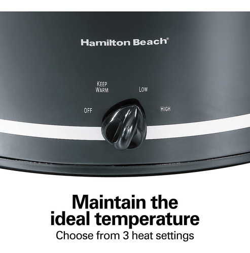 Slow Cooker Hamilton Beach 8l W/ 3 Cooking Settings Black