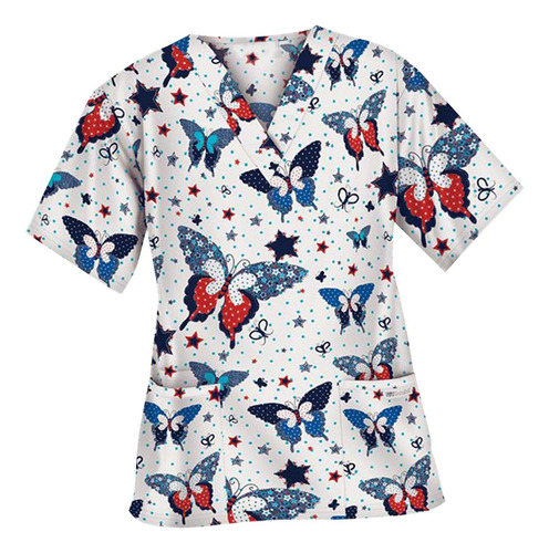 Top Exfoliante Con Cuello En V Para Mujer, Uniforme De L