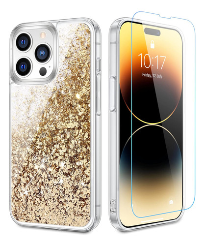 Funda Caka Para iPhone 14 Pro Max Glitter Gold