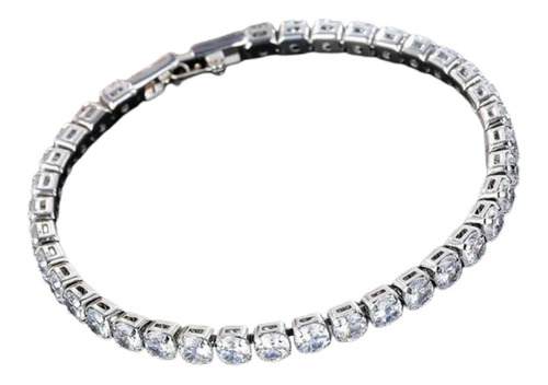 Pulseira Bracelete Prata Com Zircônia Noiva Debutante Barata Comprimento 17 cm Diâmetro 6 cm