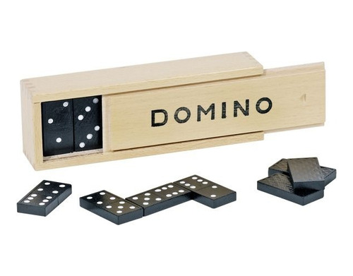 Dominó Negro Caja Madera 28 Piezas Juego Mesa