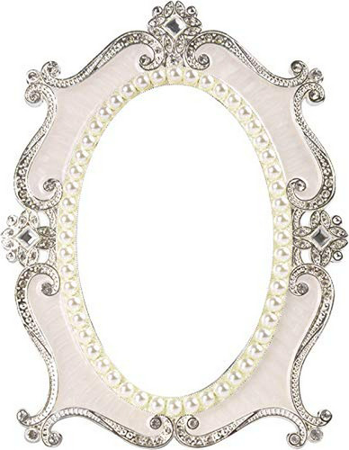 Espejo Ovalado De Maquillaje Con Perla Estilo Vintage, Espej
