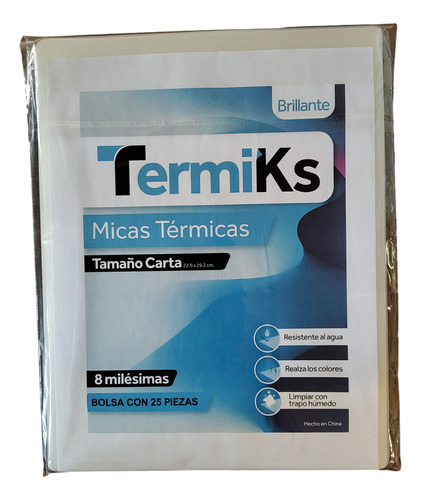 Mica Termica Carta 8 Ml 22.9x29.2 Cm (bolsa 25 Pz) Termiks