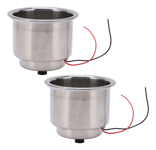 Portavasos Led, 2 Unidades, Luminosos, 8 Led, Acero Inoxidab