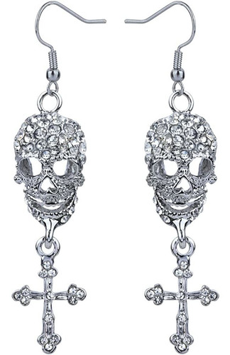 Szxc Women's Skull Cross Earrings Nickle Free Goth Jewelry
