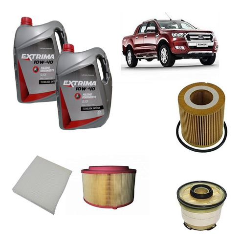 Kit 4 Filtros Ford Ranger 2.2 3.2 Tdci Aceite 10w40 8lts