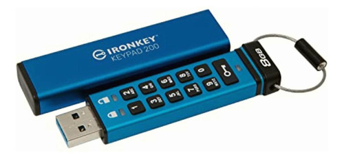 Kingston Usb Ironkey Keypad 200, Capacidad: 8gb Usb 3.2 Gen1