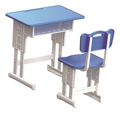 Juego De Escritorio Y Silla Para Casa De Muñecas, Azul