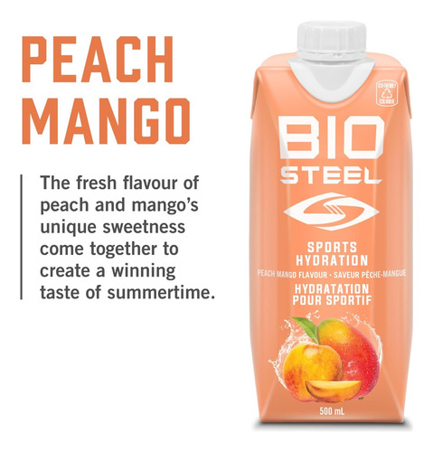 Biosteel Bebida Hidratante 12 Pack 500ml / Peach Mango