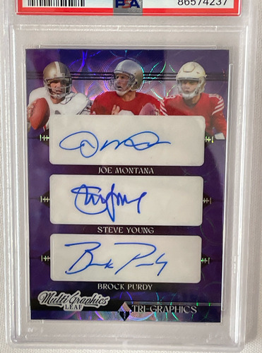 Autografo Brock Purdy Joe Montana Steve Young 2023 Leaf Psa (Usado)