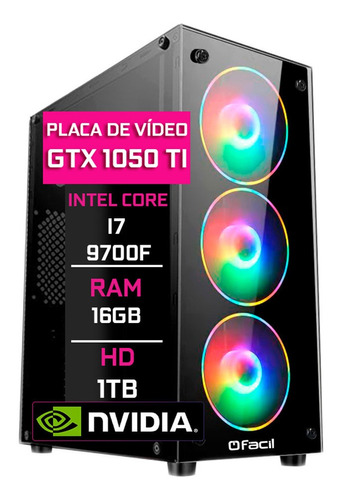 Pc Gamer Fácil Intel I7 9700f 16gb Hd 1tb Gtx 1050ti 4gb 