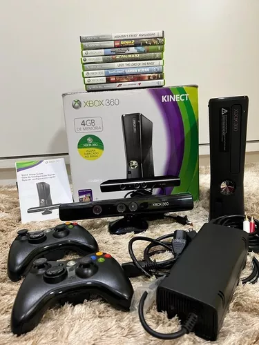 Console Xbox 360 Super Slim 4GB + 2 Controles + kinect e 3 jogos em  Promoção na Americanas