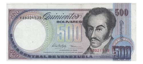 Billete Venezolano  De Colección. Bs 500 Año 1998 Serial V 