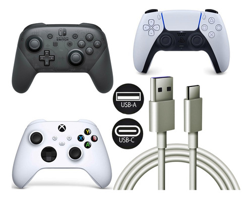 Cable Usb De Carga Control De Ps5 Xbox Series 3 Metros