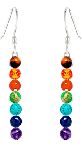 Aretes Cuarzo 7 Chakras + Estuche 