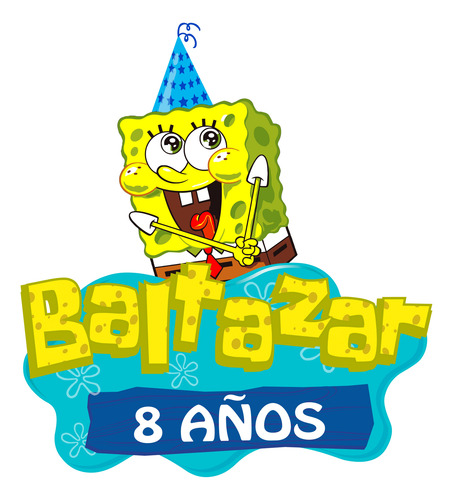 Logo Digital Bob Esponja Con Gorrito Personalizado Nombre