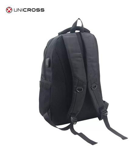 Mochila Unicross Mujer Hombre Portanotebook 15.6 Antirrobo Usb Impermeable Expandible Multicompartimentos Acolchada Casual Urbana Trabajo Escolar Viaje Negro