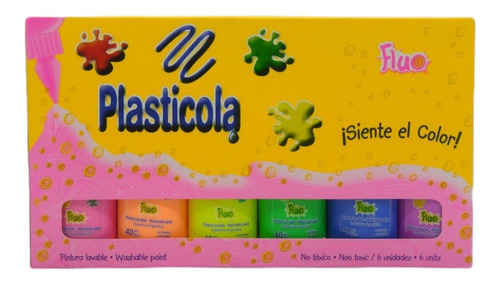 Adhesivo Vinilico Plasticola 40g.x 6 Colores Fluo