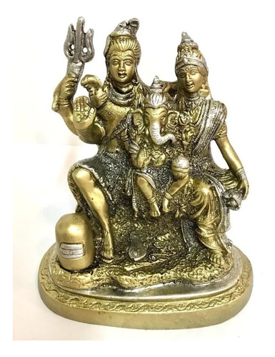 Imagen Shiva-ganesh-parvati Familia Resina Dorado 12.5x15 Cm