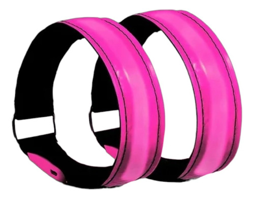 Pack 2 Pulsera Led Rosa Reflejante Para Corredor Brazalete