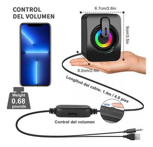 Bocinas Para Pc Computadora Escritorio Altavoz Rgb Subwoofer